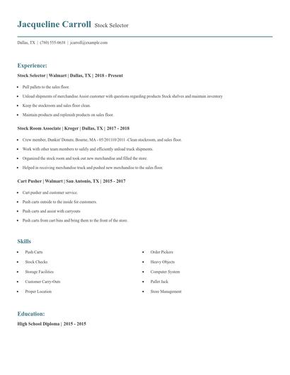 Stock Selector Resume