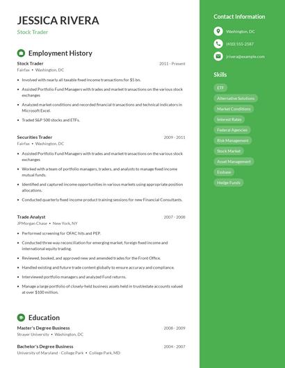 Stock Trader Resume