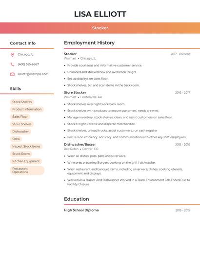 Stocker Resume