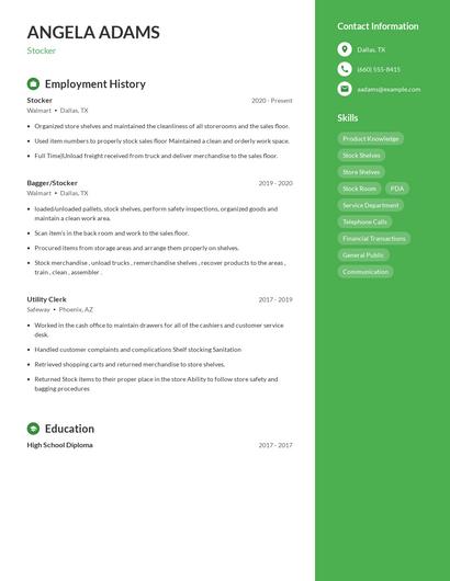 Stocker Resume