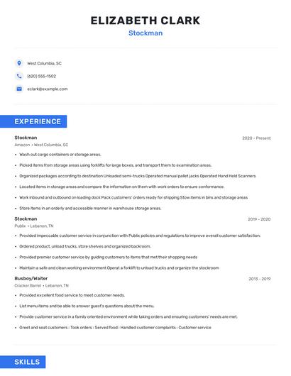 Stockman Resume