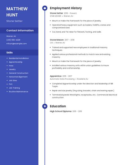 Stone Setter Resume