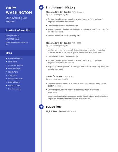 Stoneworking Belt Sander Resume