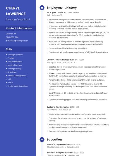 Storage Consultant Resume