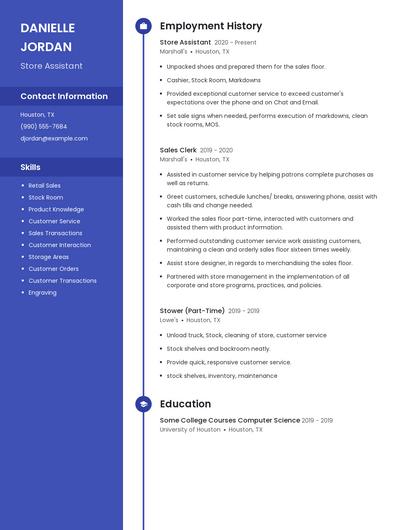 Store Assistant Resume