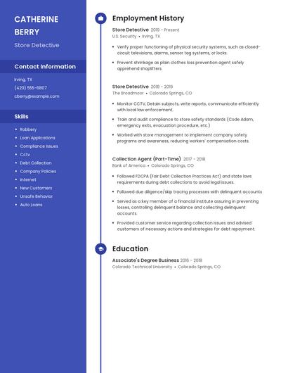 Store Detective Resume