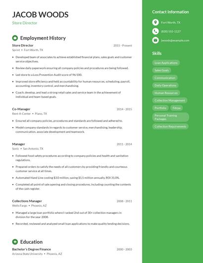 Resume example 5