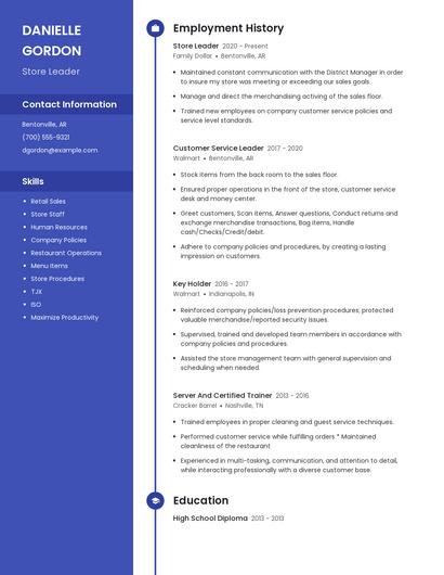 Store Leader Resume