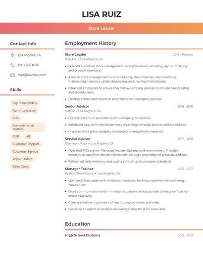 Resume example 3