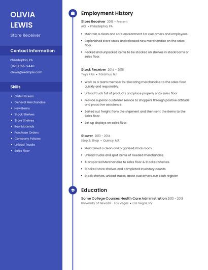Store Receiver Resume