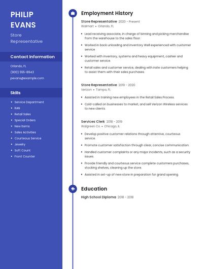 Store Representative Resume