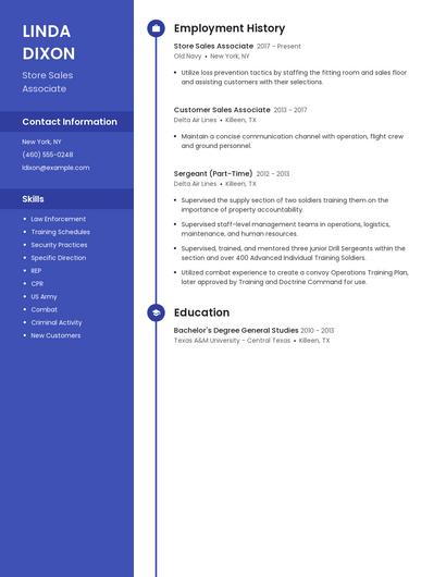 Store Sales Associate Resume