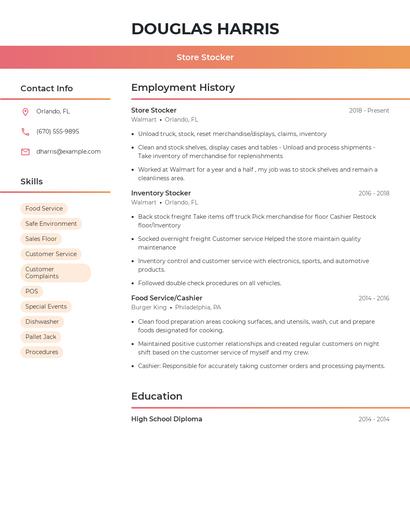 Store Stocker Resume