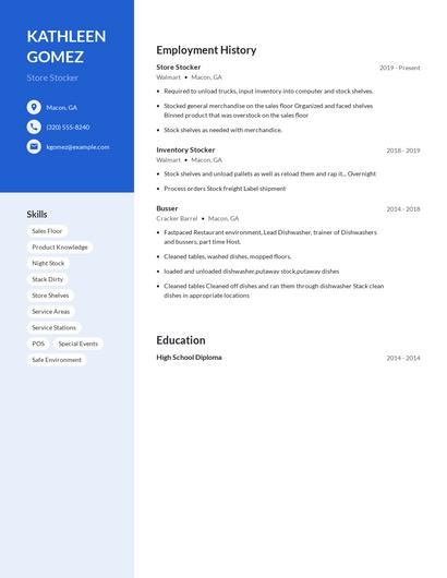 Store Stocker Resume