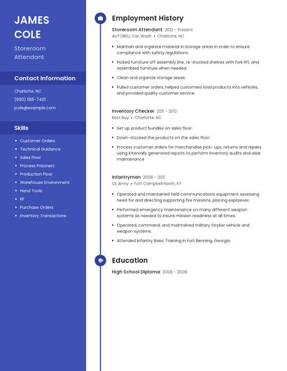 Storeroom Attendant Resume