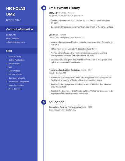 Story Editor Resume