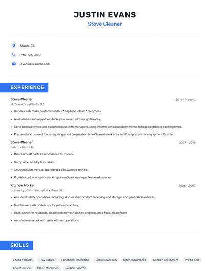 Stove Cleaner Resume