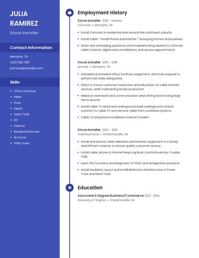Stove Installer Resume