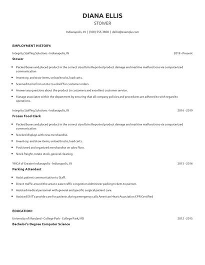 Stower Resume