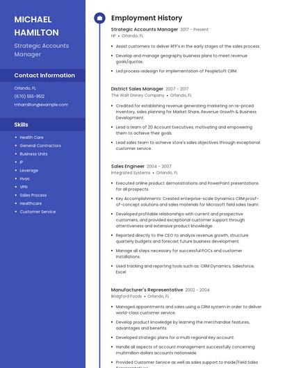 Strategic Accounts Manager Resume