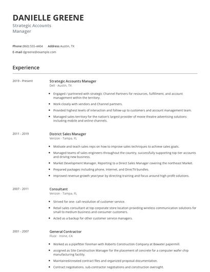 Strategic Accounts Manager Resume