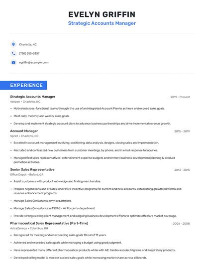 Strategic Accounts Manager Resume
