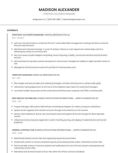 Strategic Accounts Manager Resume