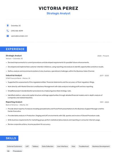 Strategic Analyst Resume