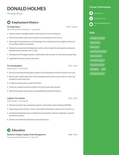 Strategic Buyer Resume