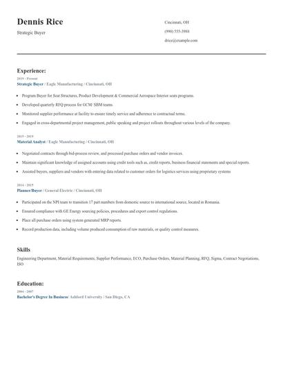 Strategic Buyer Resume