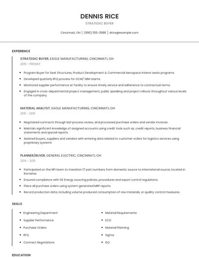 Strategic Buyer Resume