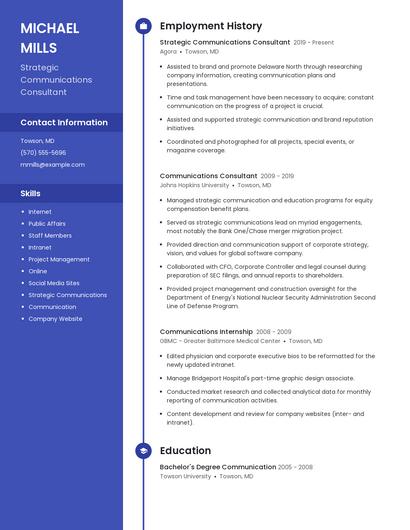 Strategic Communications Consultant Resume