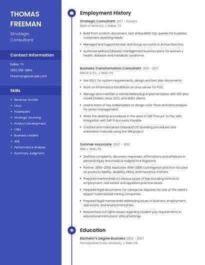 Strategic Consultant Resume