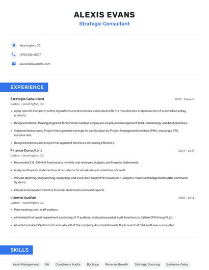 Strategic Consultant Resume