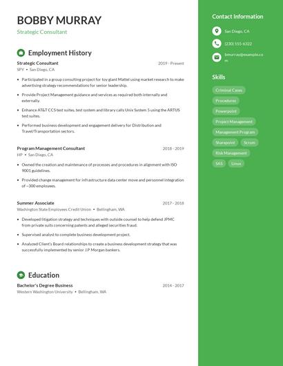 Strategic Consultant Resume