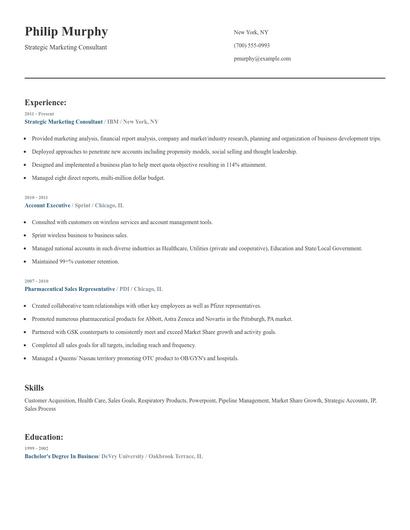 Strategic Marketing Consultant Resume