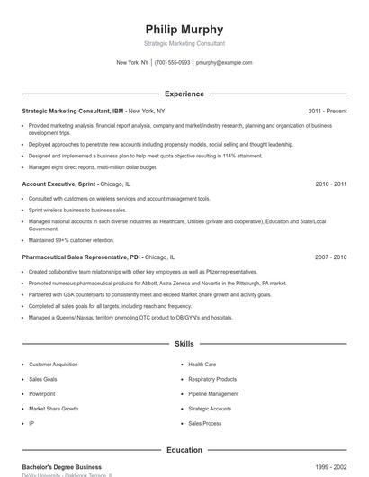 Strategic Marketing Consultant Resume