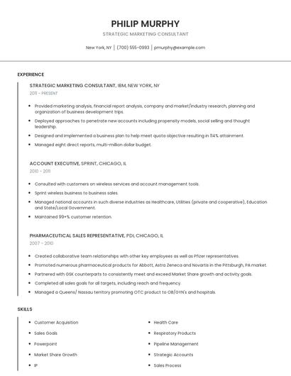 Strategic Marketing Consultant Resume