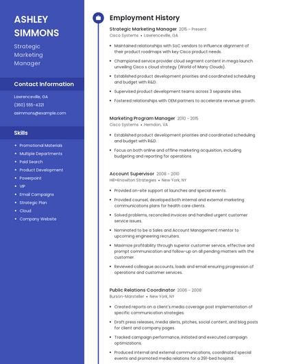 Strategic Marketing Manager Resume
