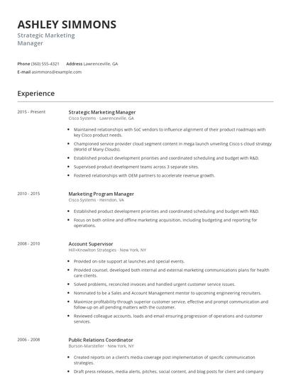Strategic Marketing Manager Resume