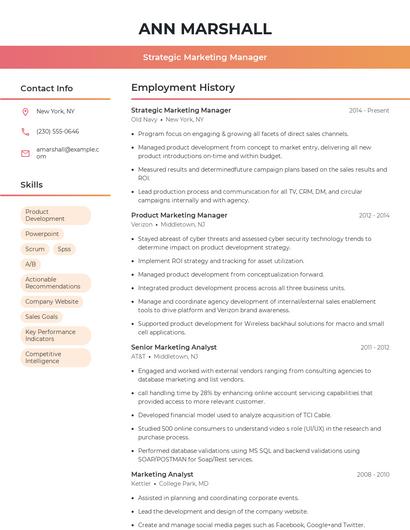 Strategic Marketing Manager Resume