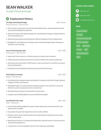 Strategic Marketing Manager Resume