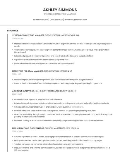 Strategic Marketing Manager Resume