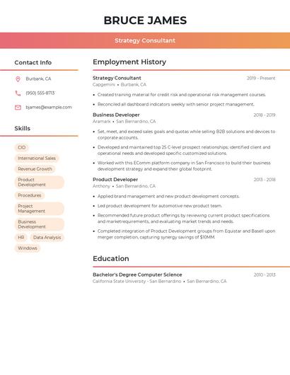 Strategy Consultant Resume