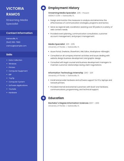 Streaming Media Specialist Resume