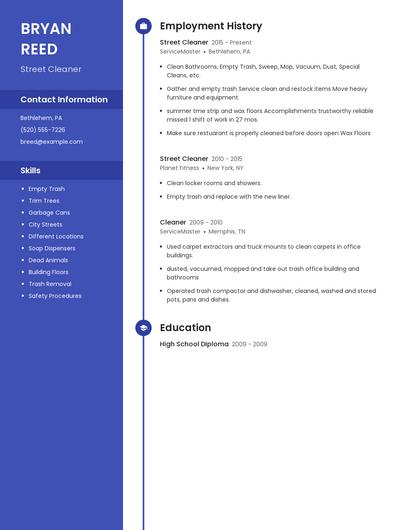 Street Cleaner Resume
