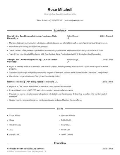 Resume example 1