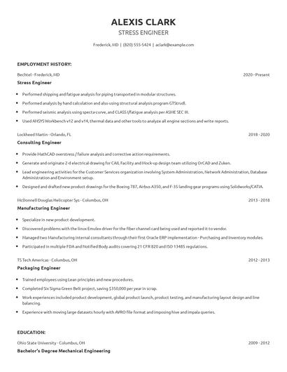 Stress Engineer Resume
