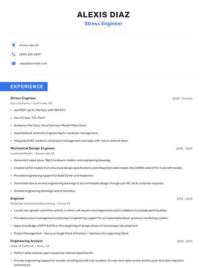 Stress Engineer Resume