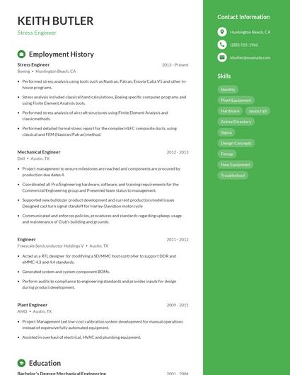 Stress Engineer Resume